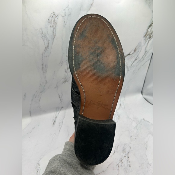 Sam Edelman Drea Studded Boots Size 8 Women’s Black Shiny Furry Sparkly Booties - Picture 7 of 9